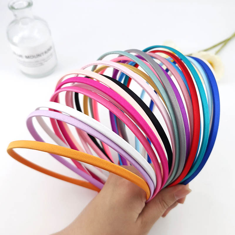 Wholesale Metal All-Wrapped Cloth Color Thin Headband Diy Handmade Accessories 5Mm Wide Headband Solid Color Cloth Headband