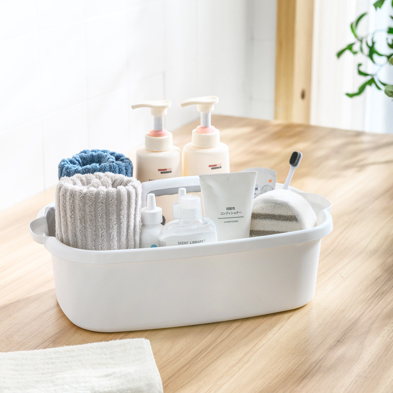 Jinhuida Portable Storage Basket Tools Storage Box Bathroom Sundries Storage Box Bathroom Bath Blue Storage Basket