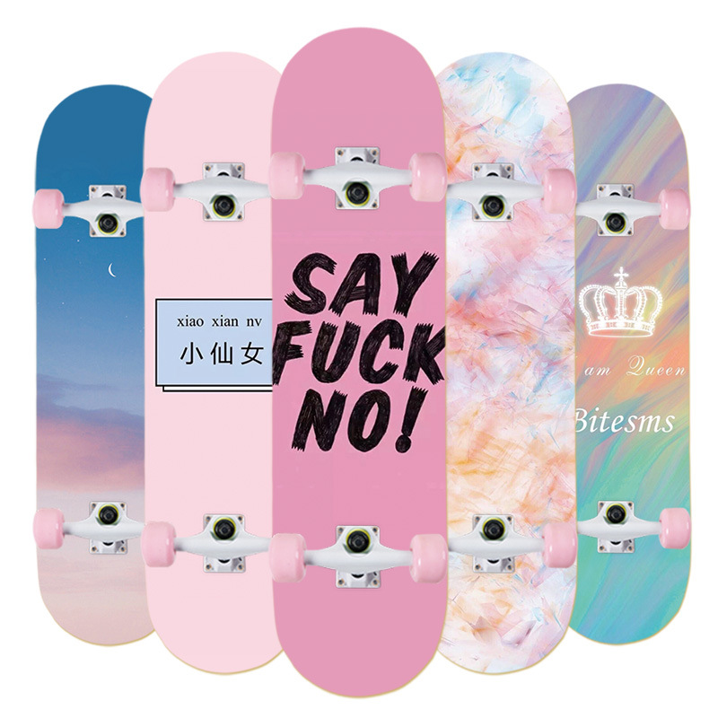 Distribution Skateboard Big Meng Meng Children Short Double-Warped Maple Four-Wheel Skateboard Manufacturers Wholesale A Piece Of Hair details Picture