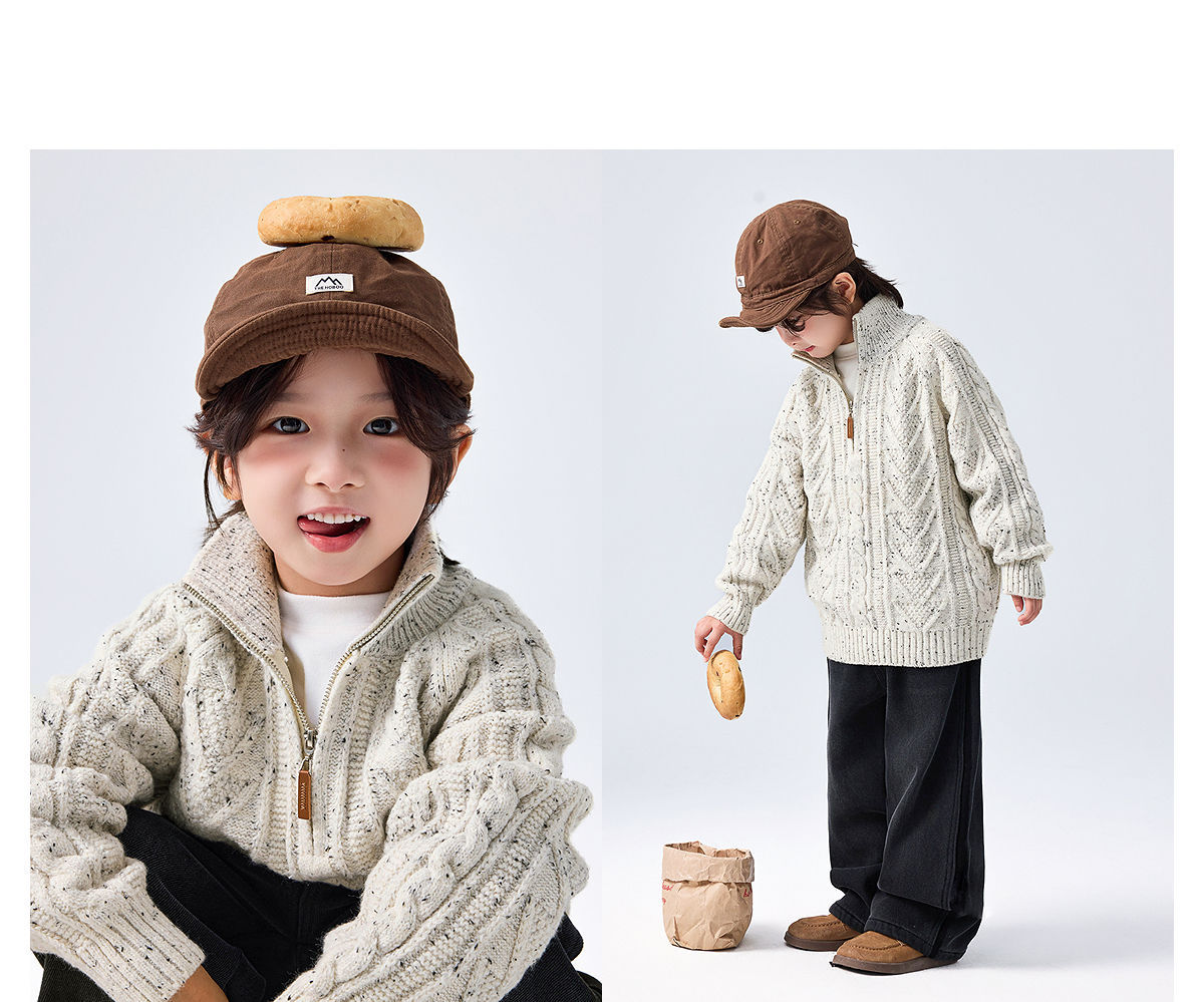 童装男童彩点毛衣2025冬季新款儿童半开衫加厚衣服大童秋冬上衣潮详情17