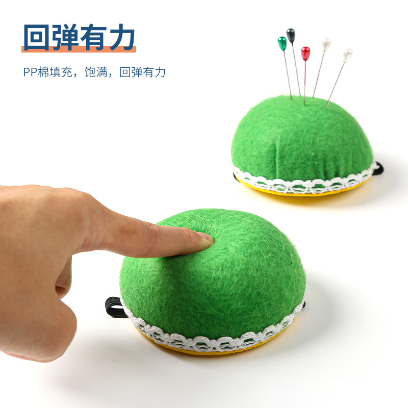Green lace edge needle insert kit diy hand sewing tools needle and thread insert pin cushion wrist needle insert kit wholesale details Picture