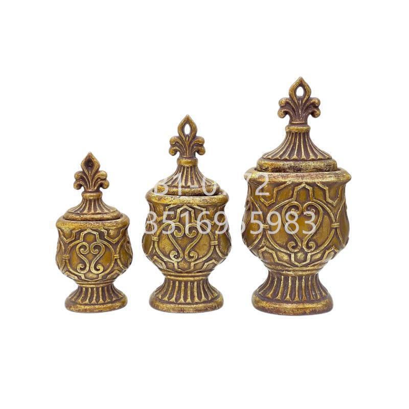 European-style light luxury electroplated gold-edge jar, general jar decoration, TV entrance hall decoration, storage jar decoration, golden castle vase Item Picture