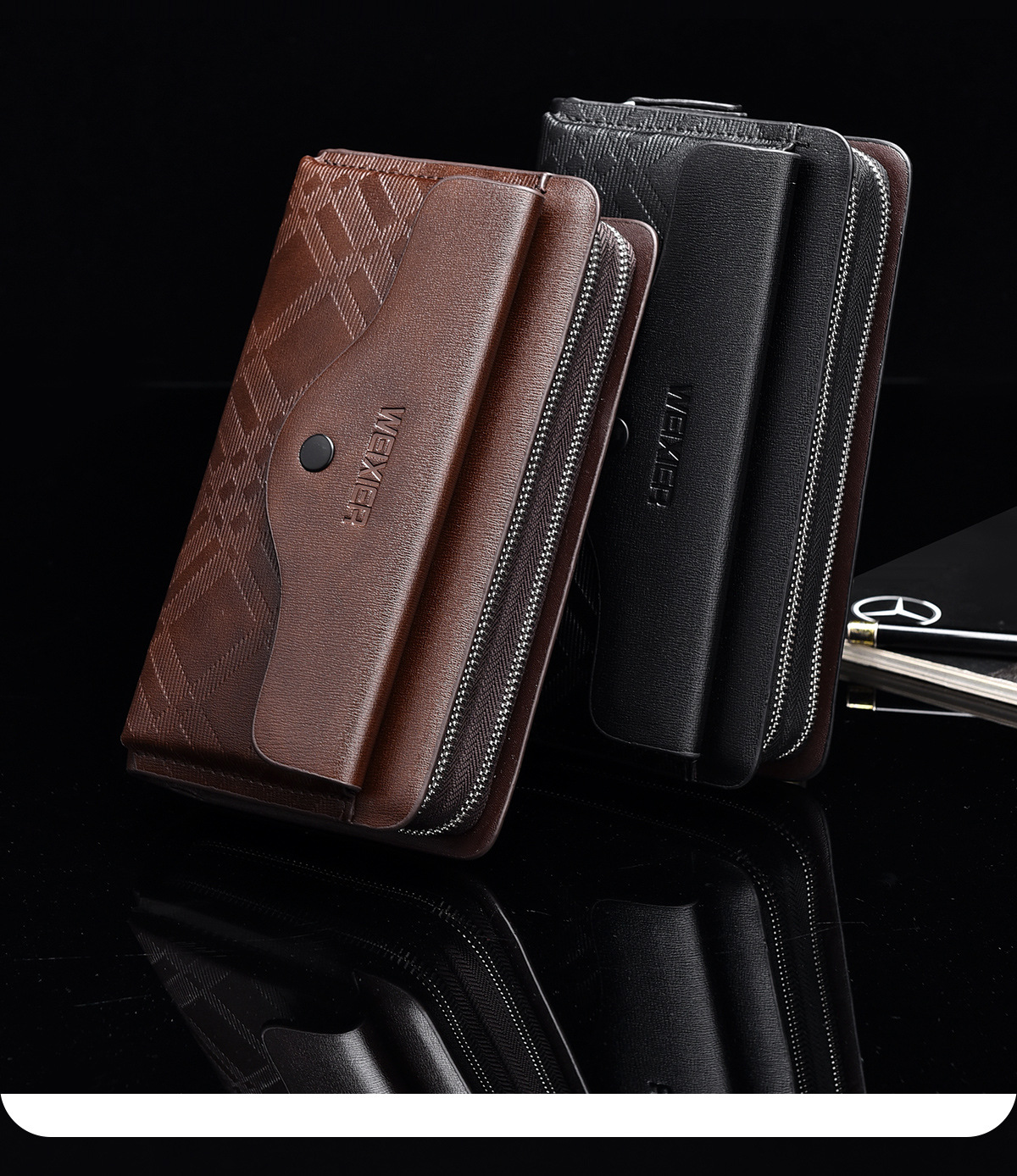 休闲男士长款商务钱包便携手抓包pu大容量双拉链手拿包多卡位夹包详情8