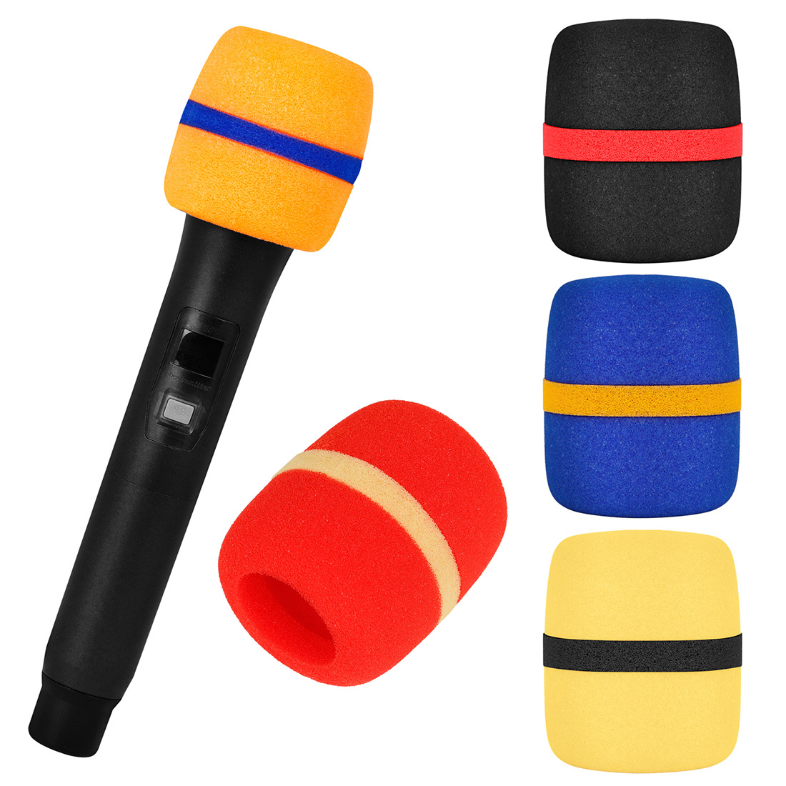 Thickened color ring microphone sponge cover, windproof and shockproof case, 5 pieces of non-disposable microphone sponge cover