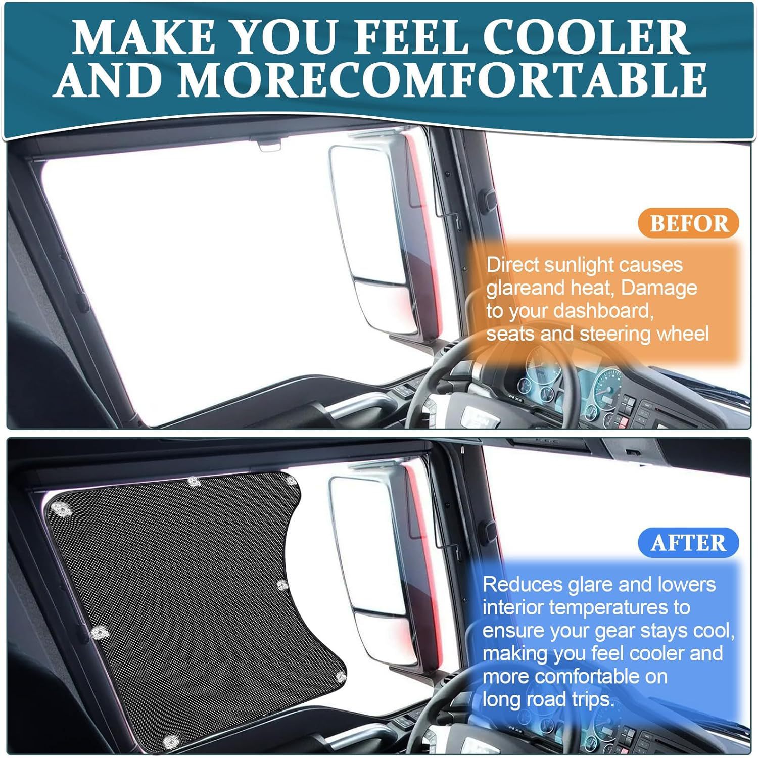 Cross border general purpose truck sunshade RV anti-glare anti-UV protective cover with suction cup side window sunshade Application Scenario