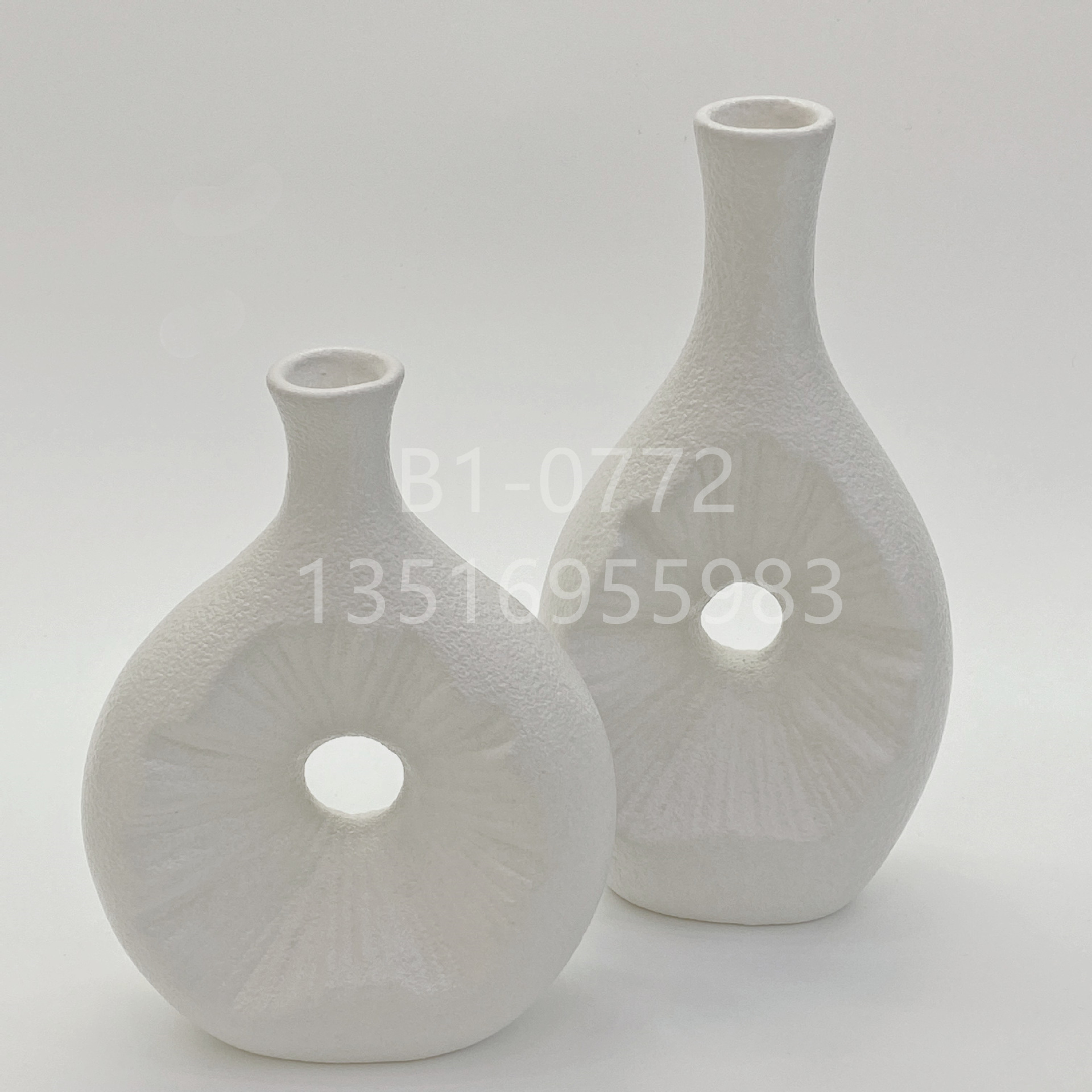 简约北欧式陶瓷花瓶 ins风白色陶瓷花器现代插花民宿办公桌面摆件金堡花瓶