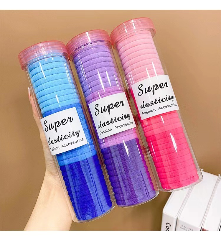 Wholesale of Korean-style towel bands, colorless, seamless, and non-damaging children's hair bands, high-elasticity hair ties, 24 pieces per can Specification image
