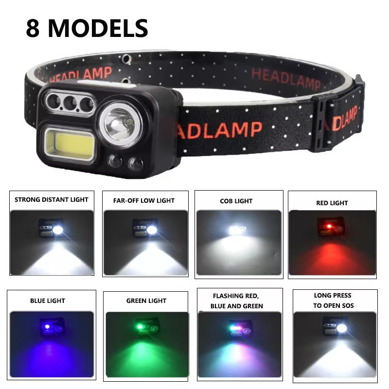 Induction headlamp, powerful night fishing, USB charging, ultra-bright, ultra-long battery life, head-mounted lighting flashlight
