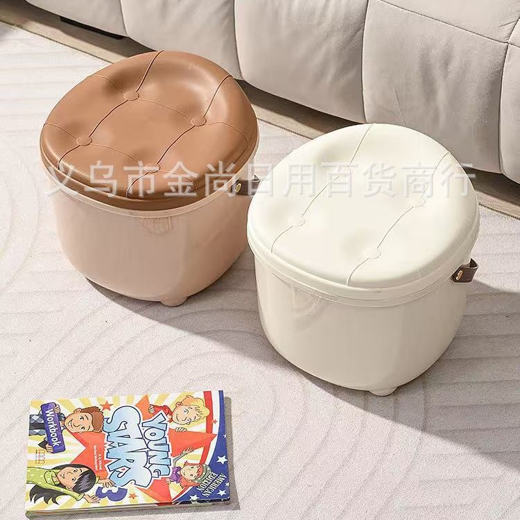 Wholesale household multi-functional storage stools, living room snack and toy storage boxes, transparent and sitting plush toy storage boxes Item Picture