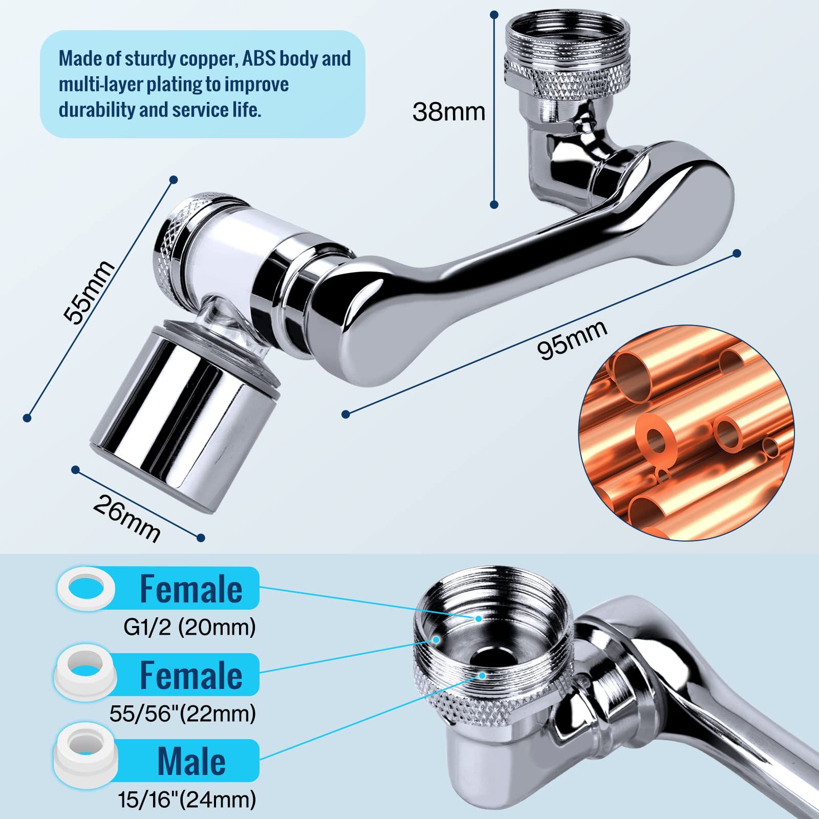 1080 Degree Filter Arm Universal Rotary Extender Multi-Function Universal Faucet Connector Mechanical Arm Water Nozzle Application Scenario