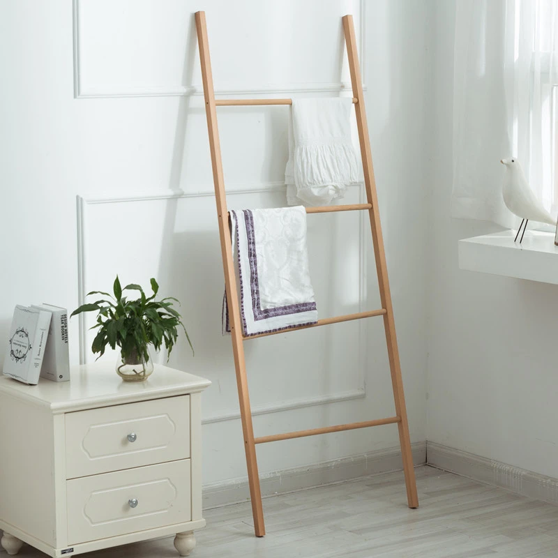 Ladder Hanger Trapezoidal Floor Coat Rack Art Nordic Hanger Beech Simple Modern Wooden Towel Rack