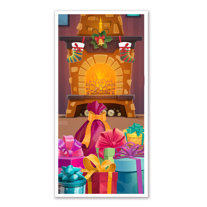Cross-border Christmas door curtains, flags, dust-proof door casings, party supplies, 2025 new style Christmas background cloth customization Specification image