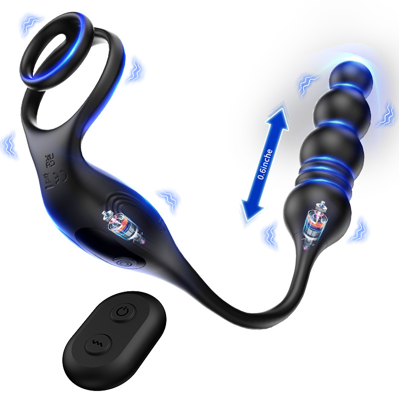 Men's massage device, fully automatic telescopic vibration anal plug with ring, wireless remote control masturbation device anal plug details Picture