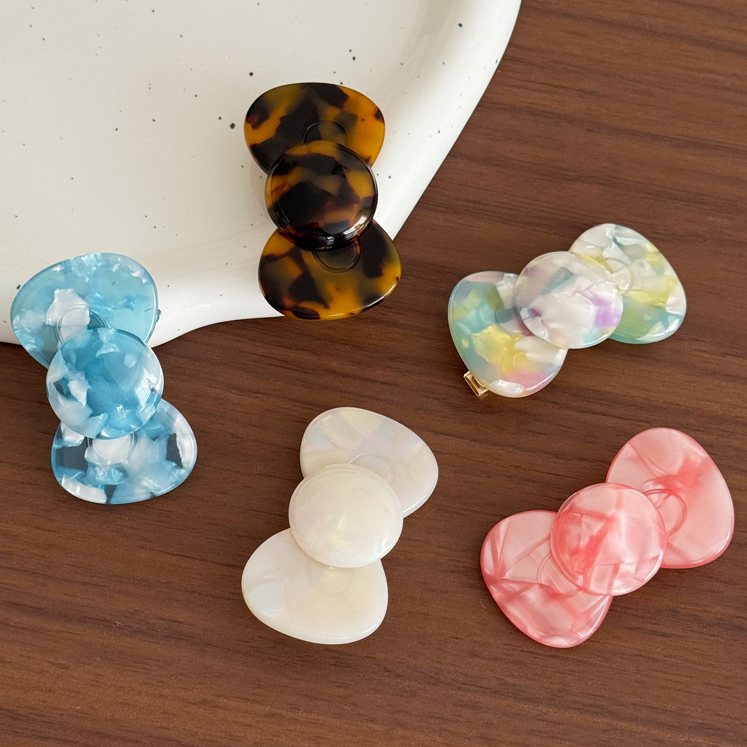 韩版可爱百搭侧边夹蝴蝶结发卡刘海碎发夹简约醋酸鸭嘴夹卡子发饰