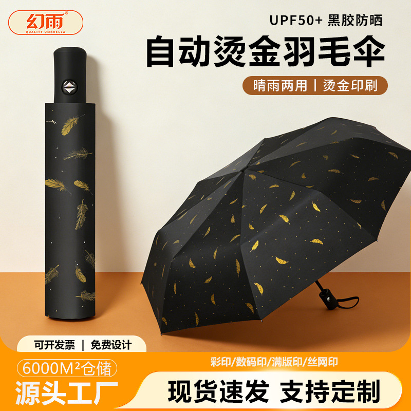 自动雨伞24骨大伞加大加厚折叠伞晴雨两用遮阳伞女防晒太阳伞批货详情5