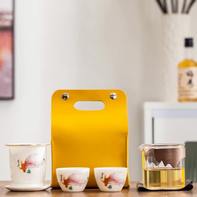 The Wujiang Sheep Fat Jade Porcelain Kung Fu Tea set travel bag is a high-end souvenir for outdoor travel. Wholesale Specification image