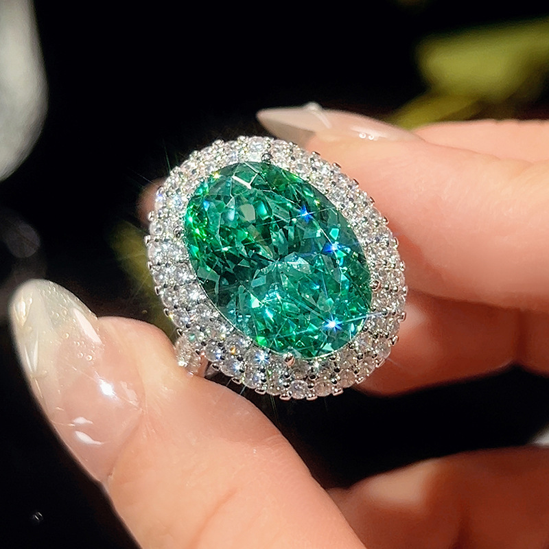 2025 New style Zhuang Shengsheng Jewelry Copper Base Gilded Simulated Bird's Nest Chepara Green Set for Women, 15*20-13*18 Specification image