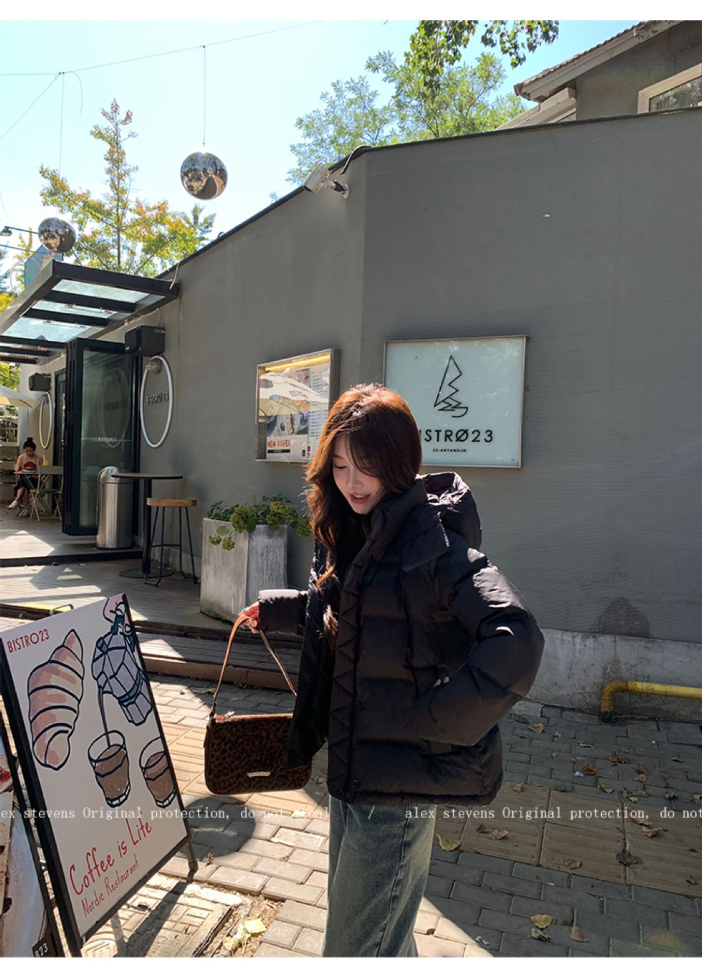 露露同款五格95白鸭绒羽绒服女短款收腰学生加厚连帽面包服批发潮详情24