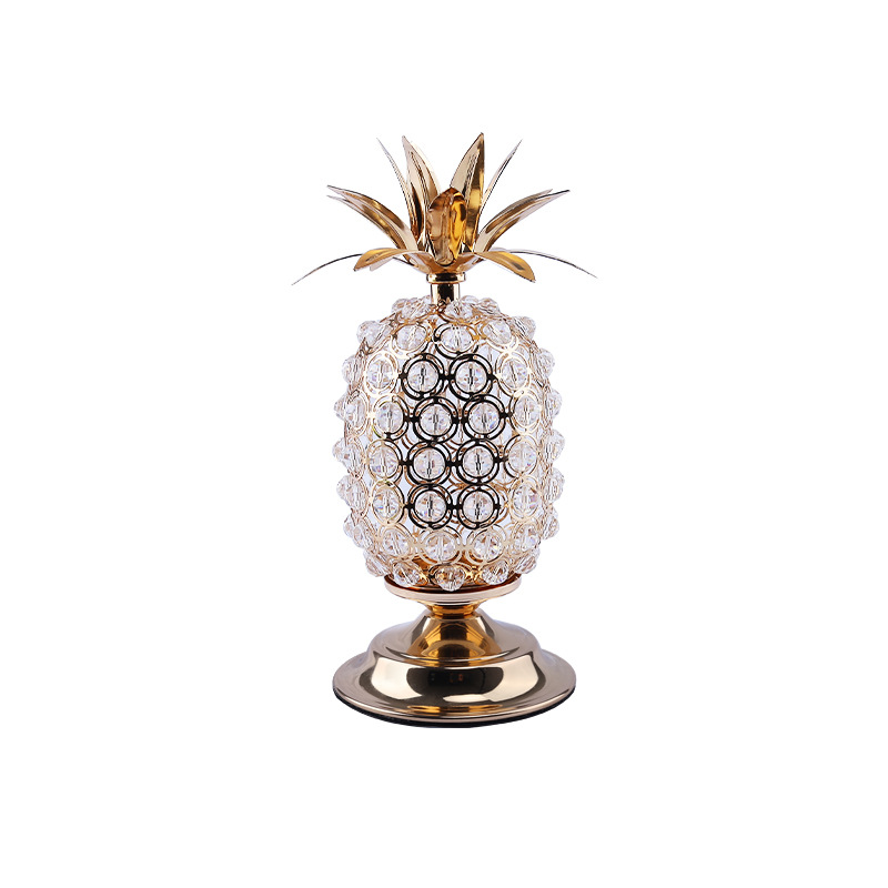 Zhengying Hardware Fruit Ornaments, European-style simple crystal pineapple handicrafts, home decoration metal ornaments, export version Item Picture