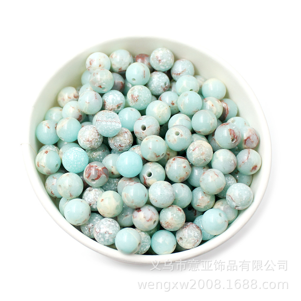 Shoushan Stone Round Beads Diy Jewelry Accessories Bracelet Necklace Semi-Finished Materials Bead Wholesale Color Turquoise Loose Beads Item Picture