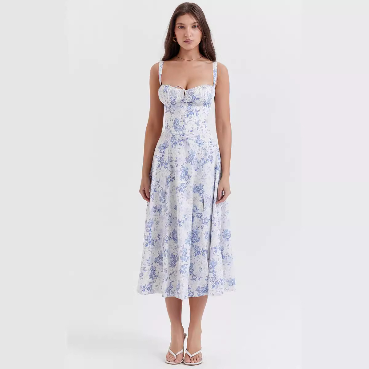 Amazon Fashion Halter Dress 2023 European and American style Summer new floral print dress for women with straps Item Picture