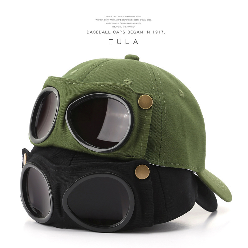 Pilot hats, trendy ins Korean style personalized glasses, baseball caps, men's sunglasses, sun protection, versatile for spring and summer, trendy baseball caps details Picture