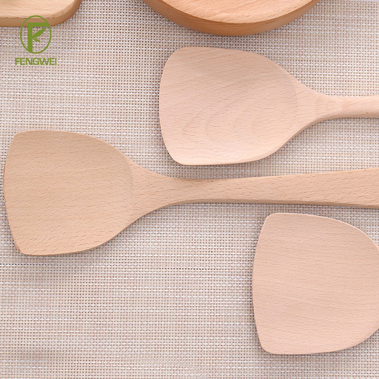 Manufacturers Selling Wooden Spatula Kitchen Utensils High Temperature Resistant Long Handle Cooking Shovel Lacquer Beech Non-Stick Special Wooden Shovel Specification drawing