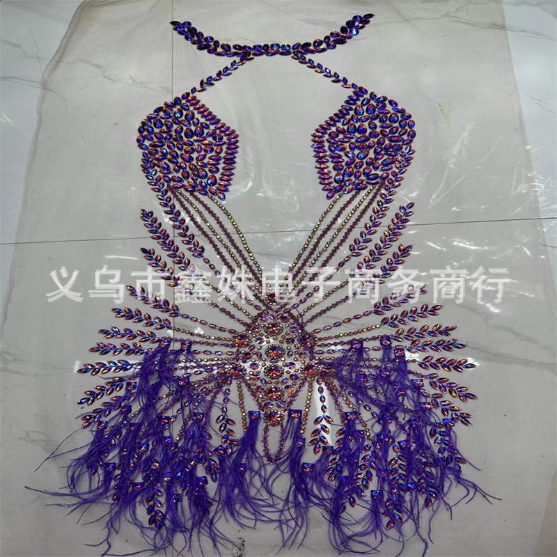 性感设计 露肤羽毛钩针网纱贴花婚纱礼服辅料