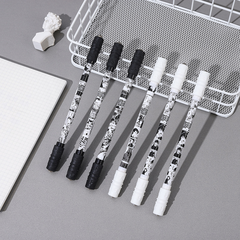 Yqiduo Cartoon Black And White Revolving Pen Special Cartoon Student Stationery Revolving Pen Stress Relief Gift Pen Signature Pen