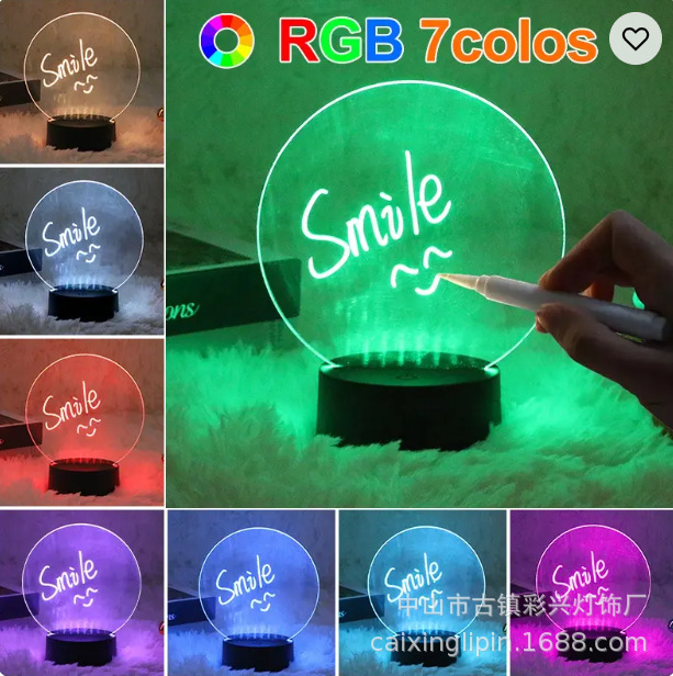 Handwritten message writing board, 16-color remote control 3d marking night light, diy blank board, acrylic colored marker pen