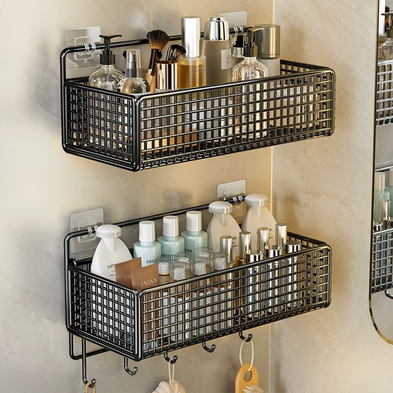 Bathroom Storage Rack Household Bathroom Wall Hanging Storage And Organizing Toiletries Table Large Perforation-Free Storage Rack