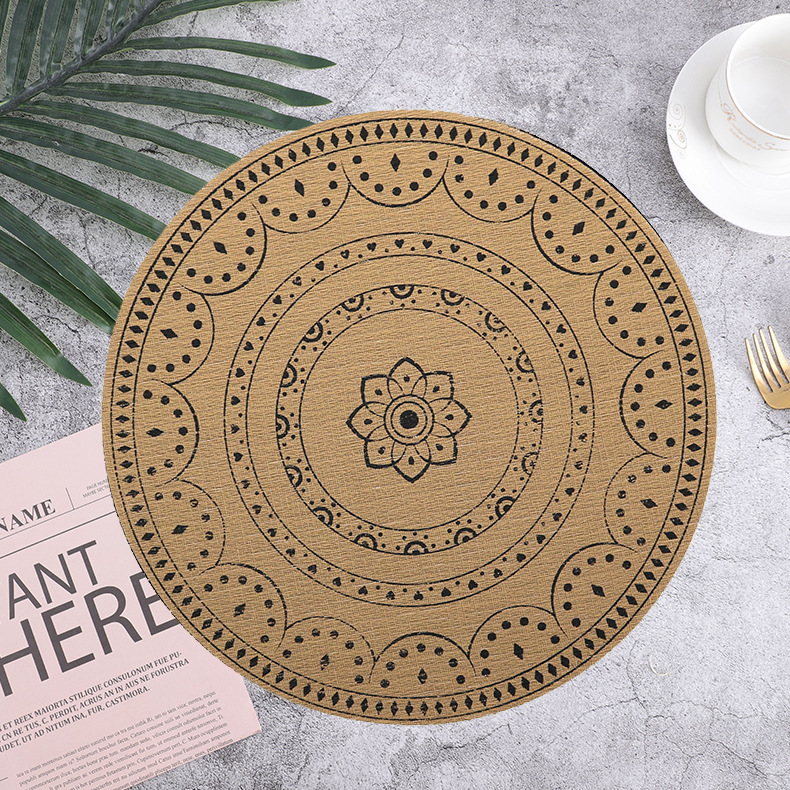 Sante Imitation Linen Round Pvc Heat Insulation Mat Coffee Table Mat Advanced Western Placemateswaterproof Light Luxury Placemateschinese Europe details Picture