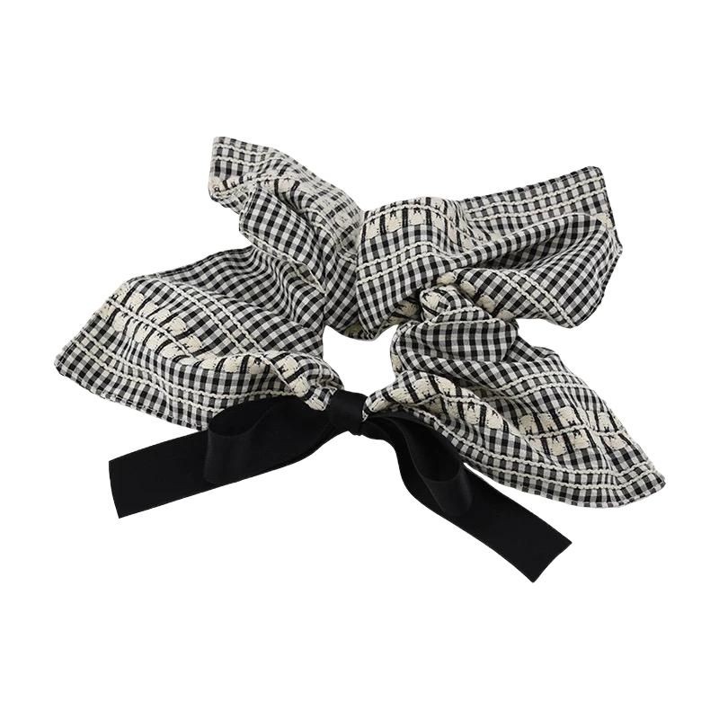 Retro bow, square scarf, large intestinal hair band, headwear, hair tie, Japanese style, niche, high-end, versatile, low ponytail hair band Item Picture