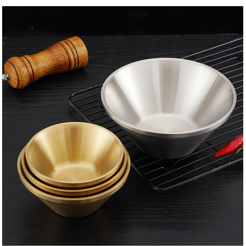 304 Stainless Steel Bowl, Ramen Bowl, Golden V-Shaped Bowl, Salad Bowl, Double-Layer Insulated Conical Bowl, Commercial Cuisine Hot Pot Restaurant Specification drawing