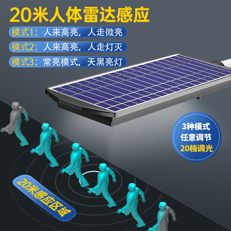 Project Solar Home Outdoor Waterproof Garden Light Super Bright Street Light Human Body Induction Solar Integrated Street Light Specification drawing