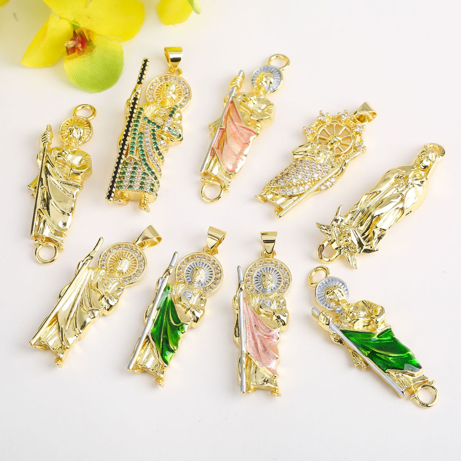 14k gold-plated oil drip pendant with micro-inlaid zircon Virgin Mary pendant diy accessory necklace pendant accessory