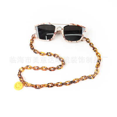 Tortoiseshell acrylic smiley face eyewear chain Sunglasses anti-loss eyewear chain
