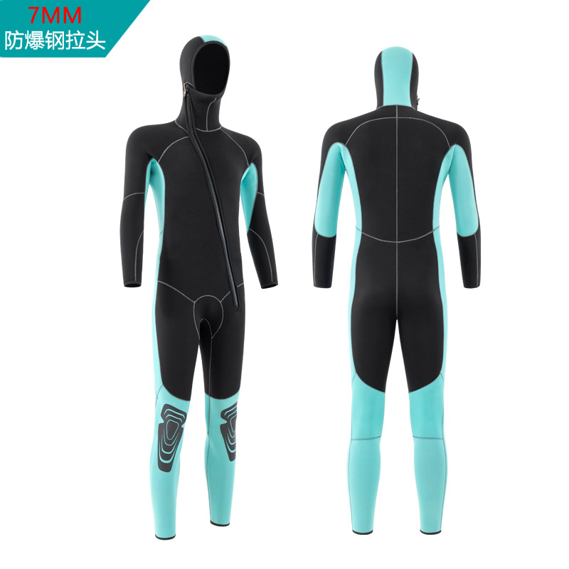 连帽潜水服男7/5/3MM保暖冬泳衣防寒湿式冲浪服浮潜连体潜水衣女