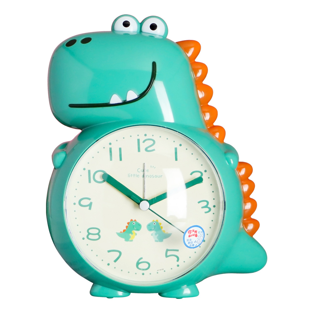 Children's cute cartoon dinosaur voice music alarm clock night light integrated bedside silent scanning snooze clock Item Picture