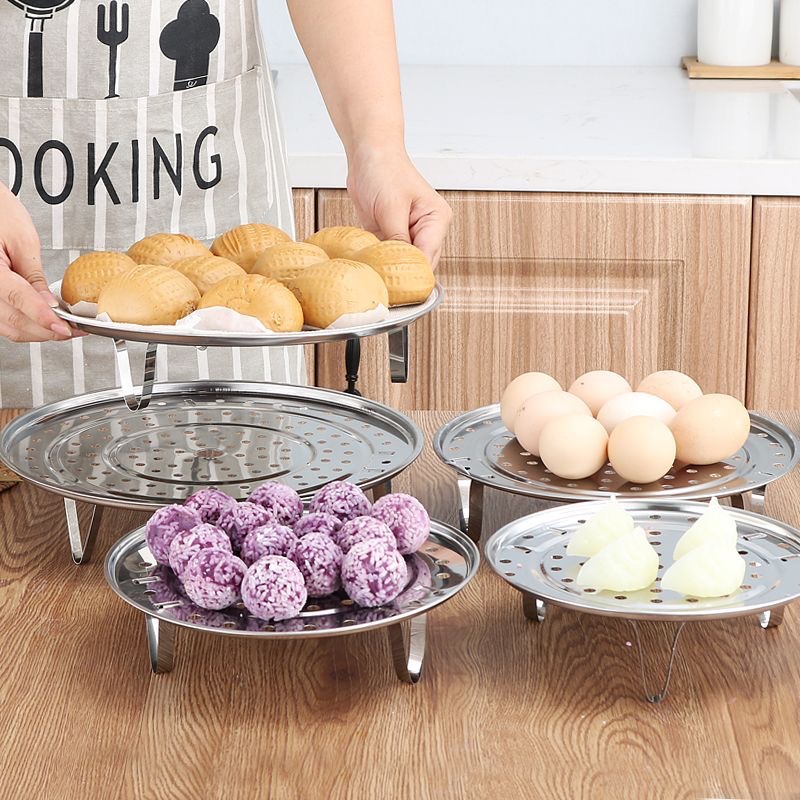 Stainless steel steamer tray Steamer rack pot grate Household steam grid kitchen steamed bread steamed bun with tripod details Picture