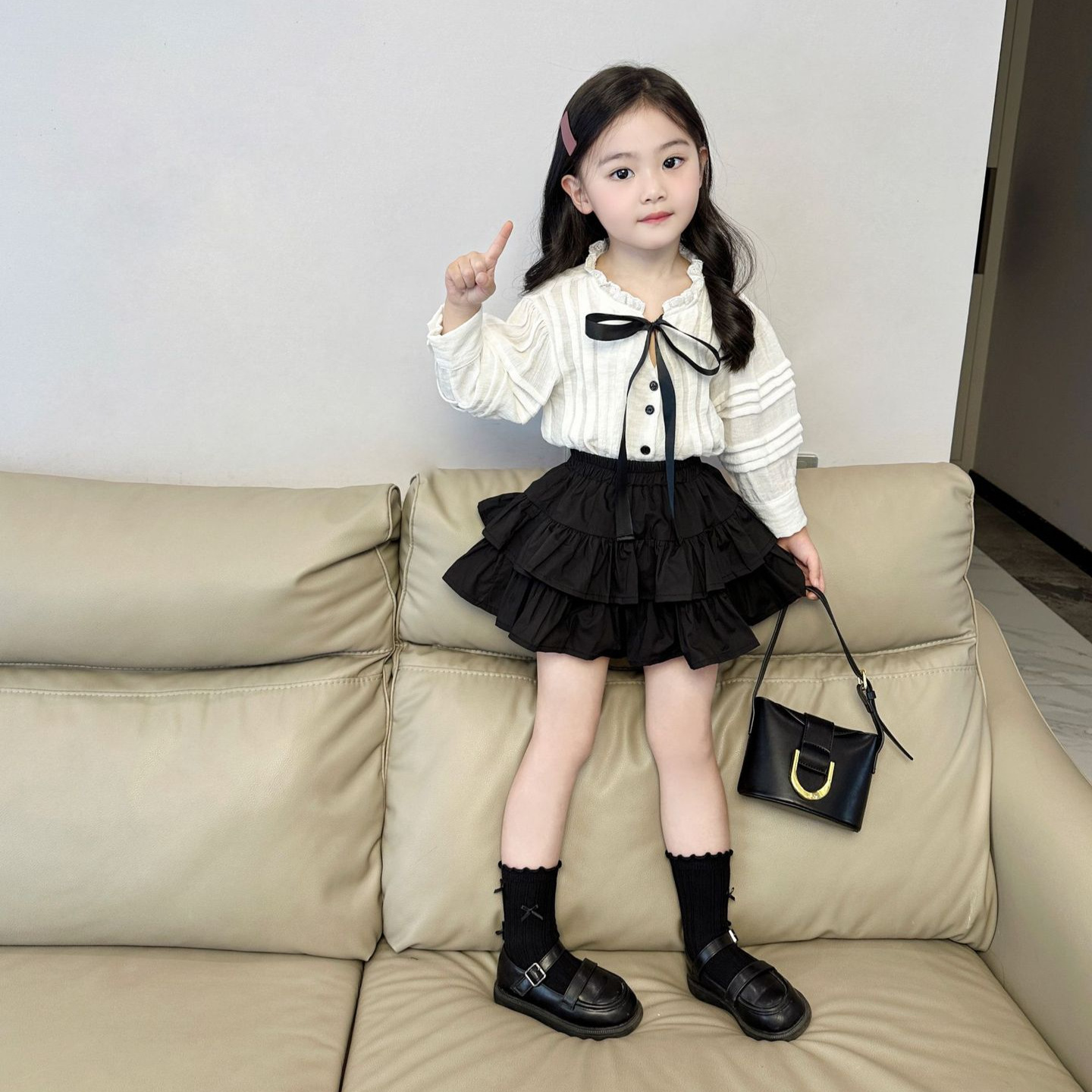 2024秋季新款儿童时髦百搭百褶裙韩版女童秋装裙子宝宝洋气半身裙