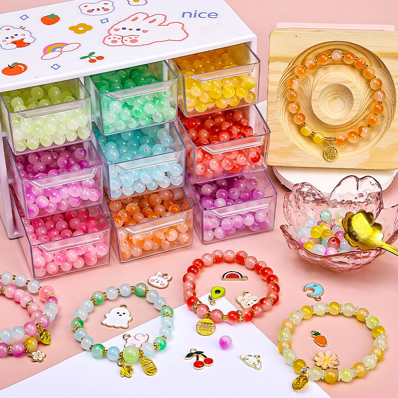 Children's bracelet set, diy beading gift box set, girl beading material package, dopamine toy, glass making