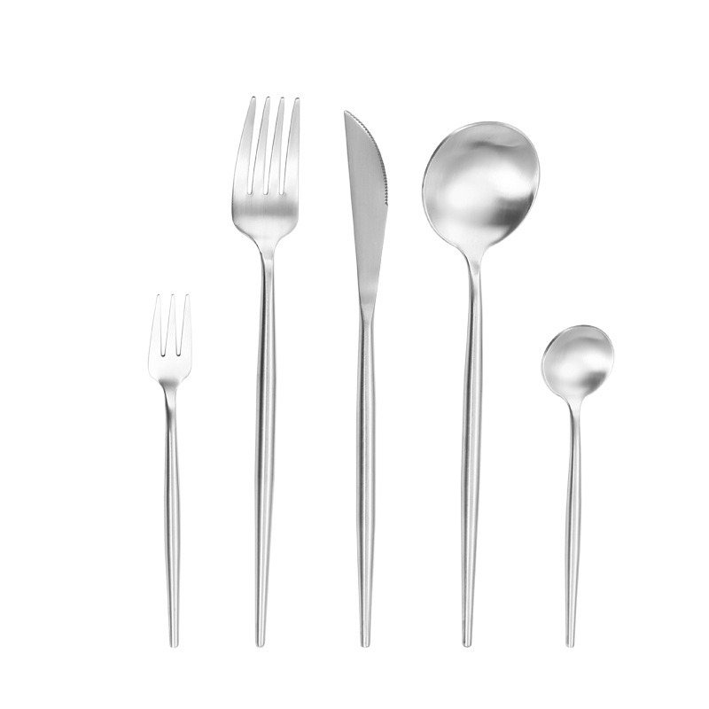 Amazon 304 Stainless Steel Knife, Fork And Spoon Set Hotel Western Restaurant Portuguese Cutlery Steak Knife And Fork Dessert Fork Item Picture