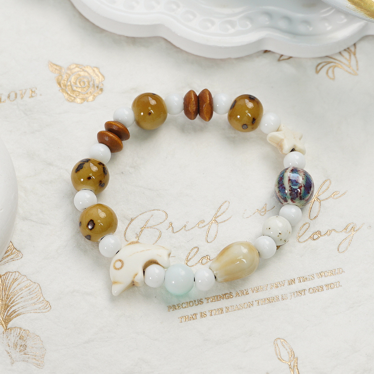 Jingdezhen ceramic bracelets, ten yuan for three strings, are a niche and high-end traditional Chinese style cultural and artistic bracelets. Wholesale of ethnic style accessories for women details Picture