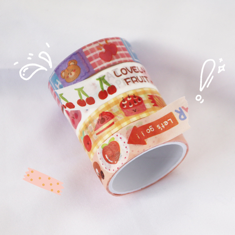 Cartoon and paper set of 12 boxes, creative, cute and fresh diy planner, decorative stickers, sticky notes, tape and stickers Specification drawing