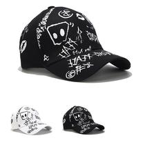 Cross-border outdoor graffiti duck cap tide male hip hop student sun visor hat female trend street pats all-match printed baseball cap