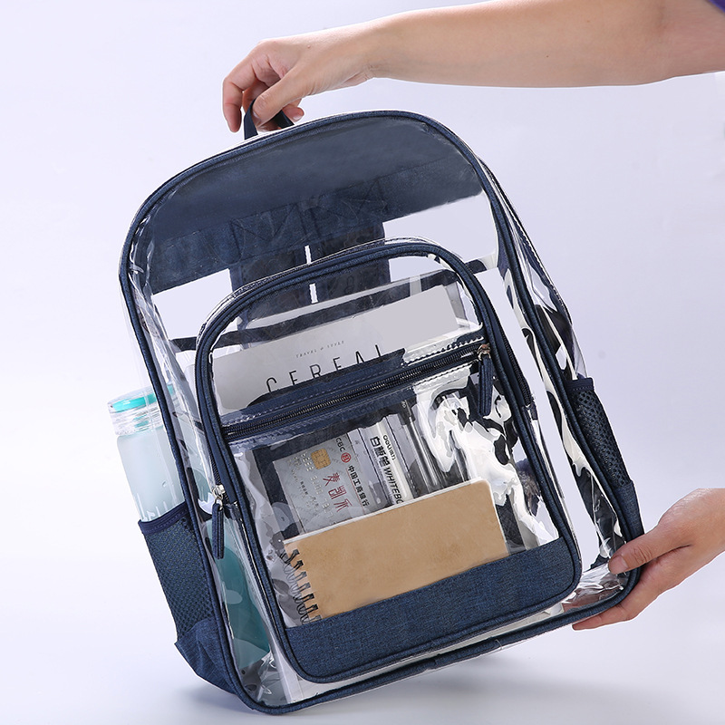 旅行时尚塑料背包学生大容量防水书包创意pvc透明双肩背包定制