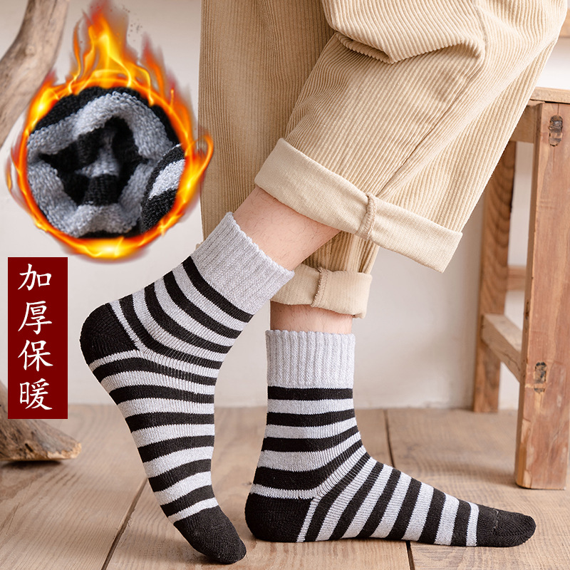 Sock stall, one-piece consignment service, men's winter fleece and thickened warm loop socks, retro men's parallel towel socks, mid-calf floor socks, cotton socks, one-piece consignment service Application Scenario