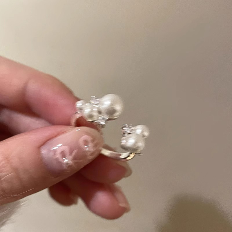 French niche design sense pearl zircon open ring, women's fashionable, individual, light luxury and high-end index finger ring details Picture