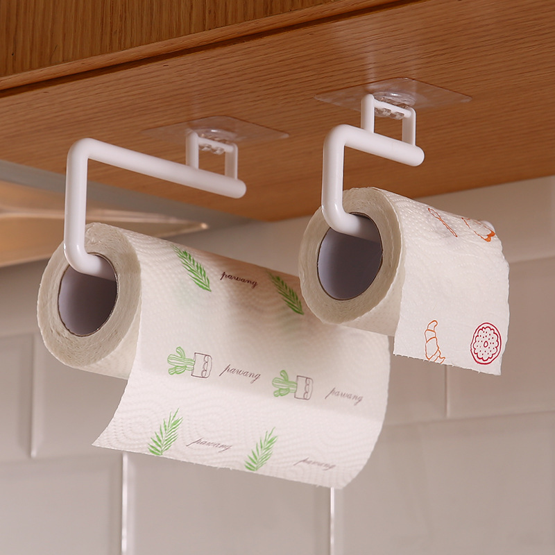 Perforation-free kitchen paper towel rack Roll paper rack hanging rack Plastic wrap storage rack Toilet paper hook cloth stand full figure